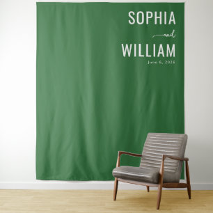 Elegante Groene Minimalistische Typografische Wandkleed