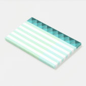 Elegante groene mint piramidevormen & strepen post-it® notes (Schuin)