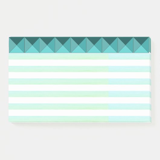 Elegante groene mint piramidevormen & strepen post-it® notes (Voorkant)