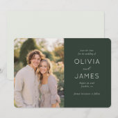 Elegante Groene Moderne Foto Save The Date (Voorkant / Achterkant)