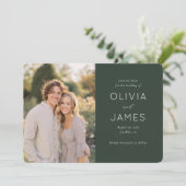 Elegante Groene Moderne Foto Save The Date (Staand voorkant)