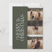 Elegante groene moderne minimale multi botanische feestdagenkaart (Voorkant)