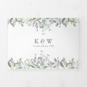 Elegante Groene Monogram Foto Bruiloft Drieluik Uitnodiging (Cover)