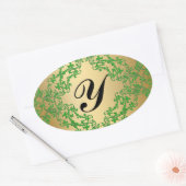 Elegante  Groene Monogram Gouden Seal Sticker (Envelop)