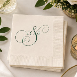 Elegante groene monogram huwelijkskaart servet
