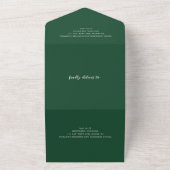 Elegante groene monogram moderne trouw  all in one uitnodiging (Buitenkant)