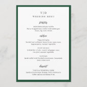 Elegante groene monogram moderne trouw menu (Voorkant)