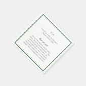 Elegante groene monogram moderne trouw servet (Hoek)