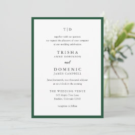 Elegante groene monogram moderne trouwdag kaart