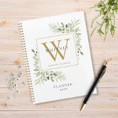 Elegante Groene Monogram Naam 2023 Planner