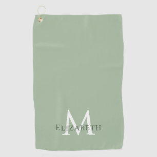 Elegante groene monogram naam eerste letter aangep golfhanddoek