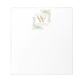 Elegante groene monogram naam notitieblok (Voorkant)