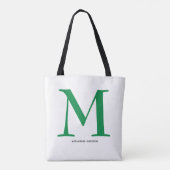 Elegante groene monogram naam tote bag (Achterkant)