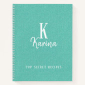Elegante groene monogram script naam recept notitieboek (Voorkant)