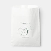 Elegante Groene Monogram Trouw Bedankzakje (Voorkant)