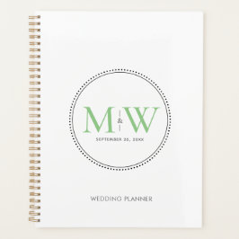 Elegante groene monogram trouwplanner planner