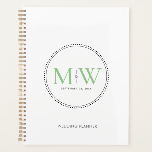 Elegante groene monogram trouwplanner planner (Voorkant)