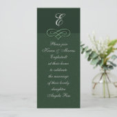Elegante groene monogram uitnodigingen (Staand voorkant)