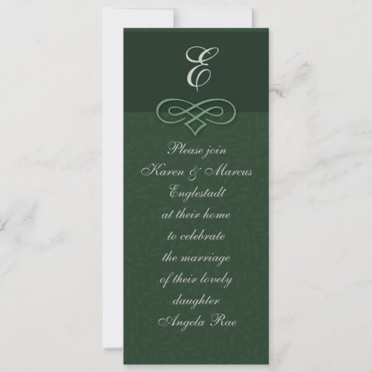 Elegante groene monogram uitnodigingen (Voorkant)