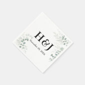Elegante groene monogrammen en datum servet (Hoek)