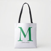 Elegante groene monogramnaam tote bag (Voorkant)