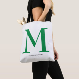 Elegante groene monogramnaam tote bag