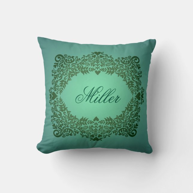 Elegante groene naam kussen (Voorkant)