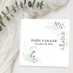 Elegante groene namen en datum gepersonaliseerd servet