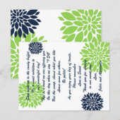 Elegante Groene Navy Floral Burst Snoep Buffet Kaa Briefkaart (Voorkant / Achterkant)