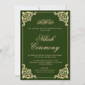 Elegante Groene Nikah Islamitische Moslim Bruiloft Kaart (Voorkant)