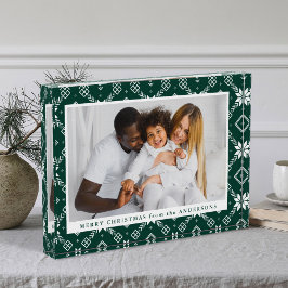 Elegante groene Nordic Snowflake Patroon Kerstmis Fotoblokken