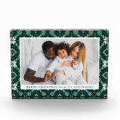 Elegante groene Nordic Snowflake Patroon Kerstmis Fotoblokken (Voorkant)