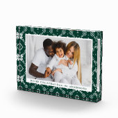Elegante groene Nordic Snowflake Patroon Kerstmis Fotoblokken (Rechts)