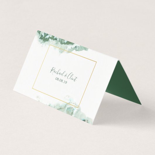 Elegante Groene Ombre Marmeren Trouwtafel Kaarten (Achterkant)