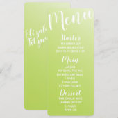 Elegante groene ombre menu in limoenkleur (Voorkant / Achterkant)