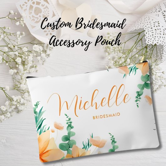 Elegante groene oranje rustieke wilde bloemen brui etui