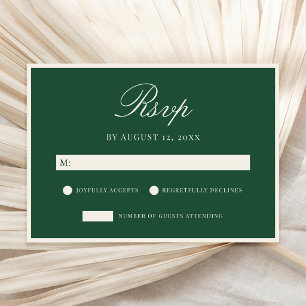 Elegante Groene Oud Geld Huwelijk RSVP Kaartje