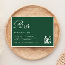 Elegante Groene Oude Rijke QR Code Trouwkaart