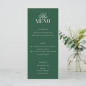 Elegante Groene Ouderwetse Geld Huwelijk Menu (Staand voorkant)