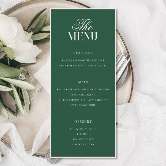 Elegante Groene Ouderwetse Geld Huwelijk Menu