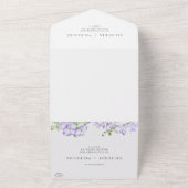 Elegante Groene & Paarse Wisteria bruiloft All In One Uitnodiging (Buitenkant)