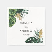 Elegante, groene palm, goud (imitatie) servet (Voorkant)