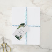 Elegante, groene palm, gouden (imitatie) rand cadeaulabel (Met Touw)