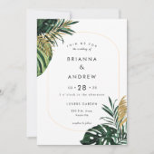 Elegante, groene palm, gouden (imitatie) rand kaart (Voorkant)