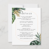 Elegante, groene palm, gouden (imitatie) rand RSVP kaartje (Voorkant)