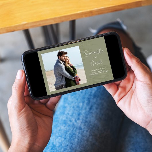 Elegante groene palmbladeren bruiloft save the date