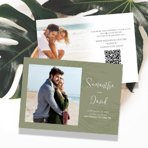 Elegante groene palmbladeren bruiloft save the date