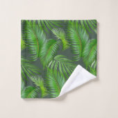 Elegante groene palmbladeren op bosgroen bad handdoek (Wasdoekje)