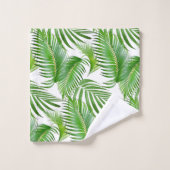 Elegante groene palmbladeren op wit bad handdoek (Wasdoekje)