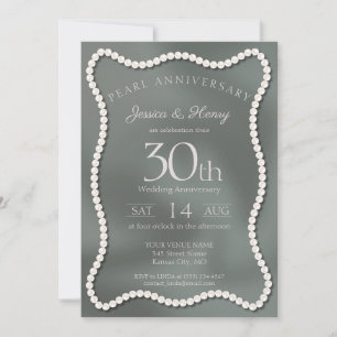 Elegante Groene Parel 30e Trouwjubileum Foto Kaart